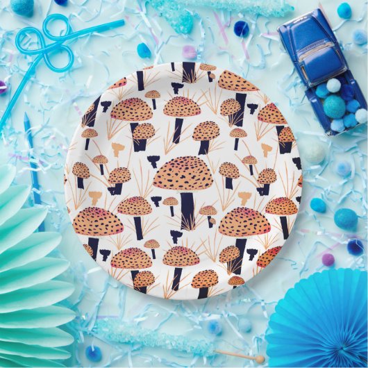 Oranje Mushroom Herfst Verjaardagsfeest Papieren Bordje (Feest)