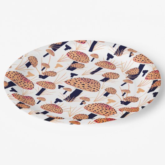 Oranje Mushroom Herfst Verjaardagsfeest Papieren Bordje (Gekanteld)