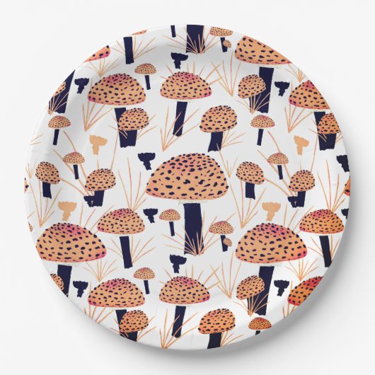 Oranje Mushroom Herfst Verjaardagsfeest Papieren Bordje (Voorkant)