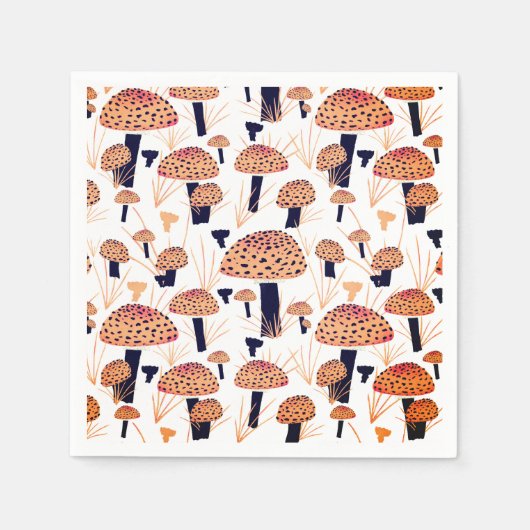 Oranje Mushroom Herfst Verjaardagsfeest Servet (Voorkant)