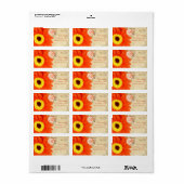 Oranje Musical Gerber Daisy Gray Musical Notes Etiket (Full Sheet)