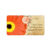 Oranje Musical Gerber Daisy Monogram Etiket (Voorkant)