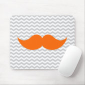 Oranje Mustache Gray Chevron Stripe Muismat (Met muis)