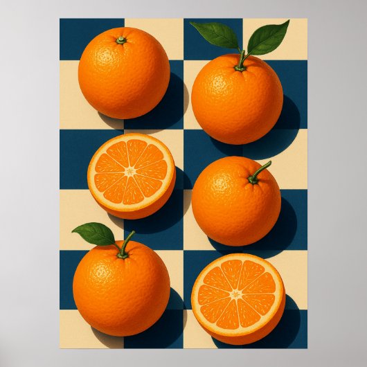 Oranje Muurkunst, Retro Sinaasappel Kunst Poster (Voorkant)