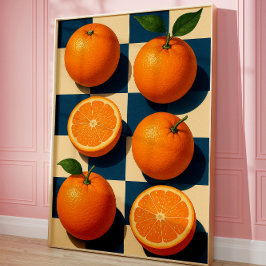 Oranje Muurkunst, Retro Sinaasappel Kunst Poster
