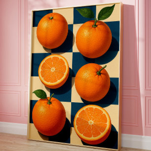 Oranje Muurkunst, Retro Sinaasappel Kunst Poster