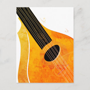 Oranje muziekinstrument Bouzouki Art Briefkaart
