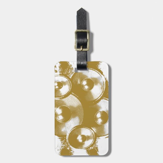 Oranje muziekluidsprekers bagagelabel (Voorkant verticaal)