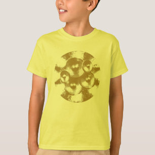 Oranje muziekluidsprekers in een cirkel t-shirt