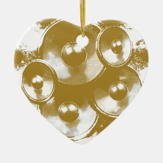 Oranje muziekluidsprekers keramisch ornament (Voorkant)