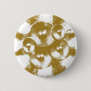 Oranje muziekluidsprekers ronde button 5,7 cm