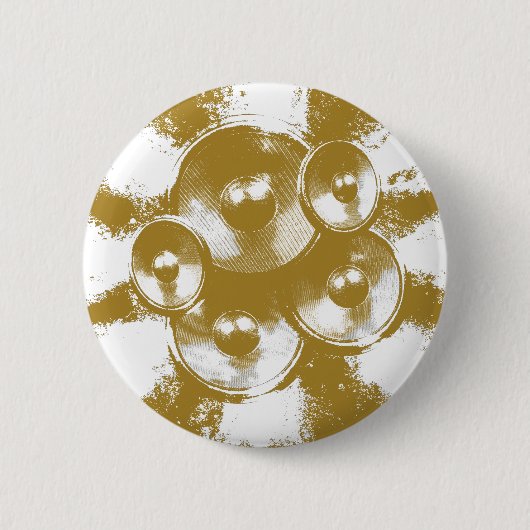 Oranje muziekluidsprekers ronde button 5,7 cm (Voorkant)