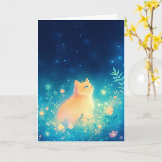 Oranje mystieke kattentuin kaart (Gele Bloem)