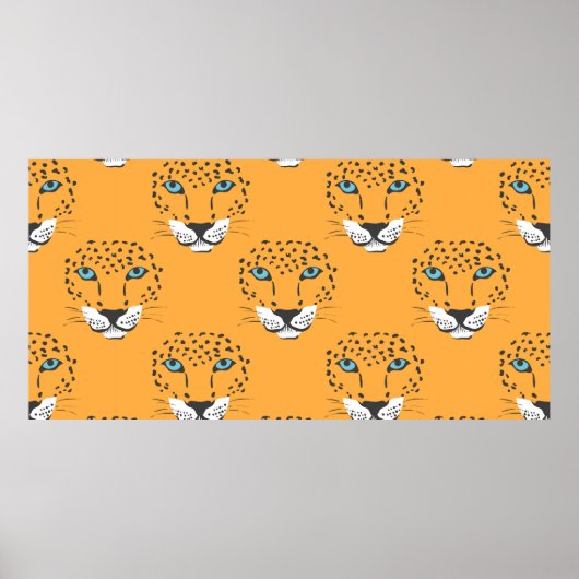 oranje naadloos patroon met luipaard poster (Voorkant)