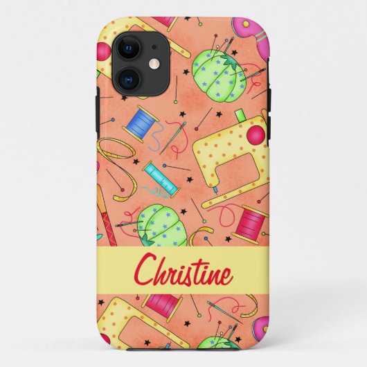Oranje naaibegrippen Kunstnaam gepersonaliseerd Case-Mate iPhone Case (Achterkant)