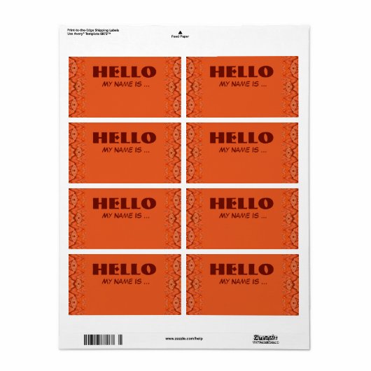 oranje naambadge etiket (Full Sheet)