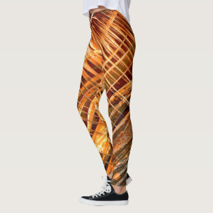 Oranje naar bruin gestreept leggings