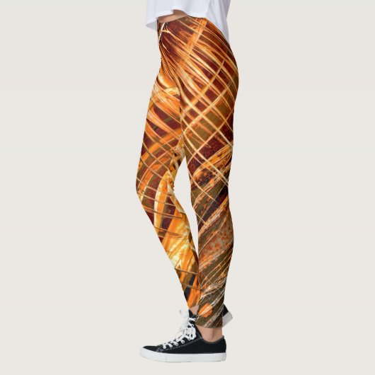 Oranje naar bruin gestreept leggings (Links)