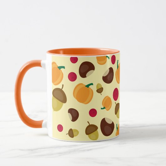 Oranje najaar Herfst Pumpkin Berries Pattern Mok (Links)