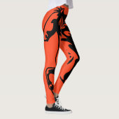 Oranje najaar Paarden Bronco Steed Lineart Leggings (Rechts)