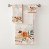 Oranje najaar waterverf floraal bad handdoek (Insitu)