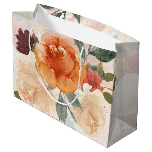 Oranje najaar waterverf floraal groot cadeauzakje (Achterkant Gekanteld)