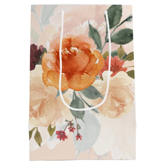 Oranje najaar waterverf floraal medium cadeauzakje (Achterkant)