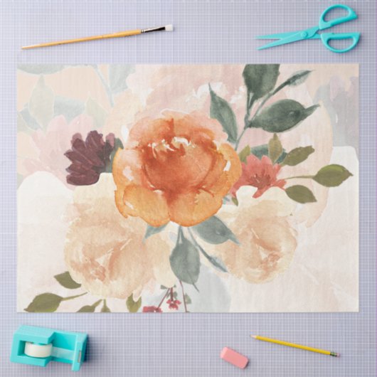 Oranje najaar waterverf floraal tissuepapier (Craft)