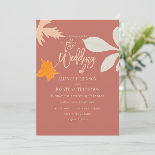 Oranje najaarsuitnodiging van de Herfst Kaart (Staand voorkant)