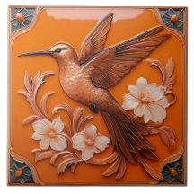 Oranje namaak reliëf Art Nouveau Kolibrie L