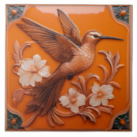 Oranje namaak reliëf Art Nouveau Kolibrie R