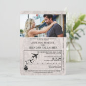 Oranje Nashville Passport Wedding Kaart (Staand voorkant)