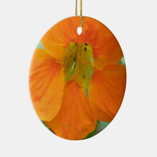 Oranje Nasturtium Aangepast geboortedag Keramisch Ornament (Rechts)