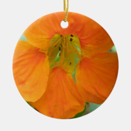 Oranje Nasturtium Aangepast geboortedag Keramisch Ornament (Voorkant)