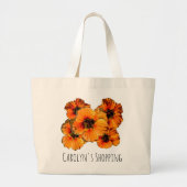 Oranje nasturtiumbloemen - met jouw naam grote tote bag (Voorkant)