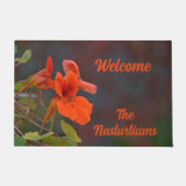 Oranje Nasturtiums Flowers Welkom Deurmat (Voorkant)