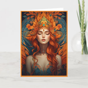 Oranje Natuur Godin Wenskaart Dank u kaart