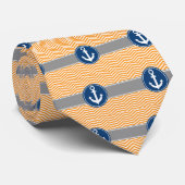 Oranje Nautical Anchor Chevron Stropdas (Opgerold)