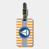 Oranje Nautical Sailboat Stripes Bagagelabel (Voorkant verticaal)