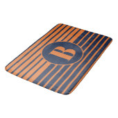 Oranje Navy Blauwe Gestreepte Monogram Badmat (Gekanteld)