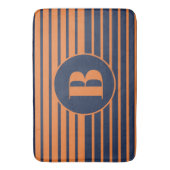 Oranje Navy Blauwe Gestreepte Monogram Badmat (Voorkant Verticaal)