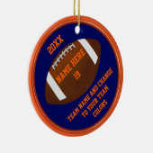 Oranje, Navy Blue Football Ornaments Personalized Keramisch Ornament (Rechts)