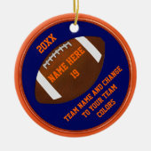 Oranje, Navy Blue Football Ornaments Personalized Keramisch Ornament (Voorkant)