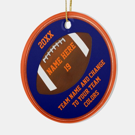 Oranje, Navy Blue Football Ornaments Personalized Keramisch Ornament (Links)