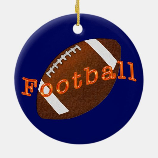 Oranje, Navy Blue Football Ornaments Personalized Keramisch Ornament (Achterkant)
