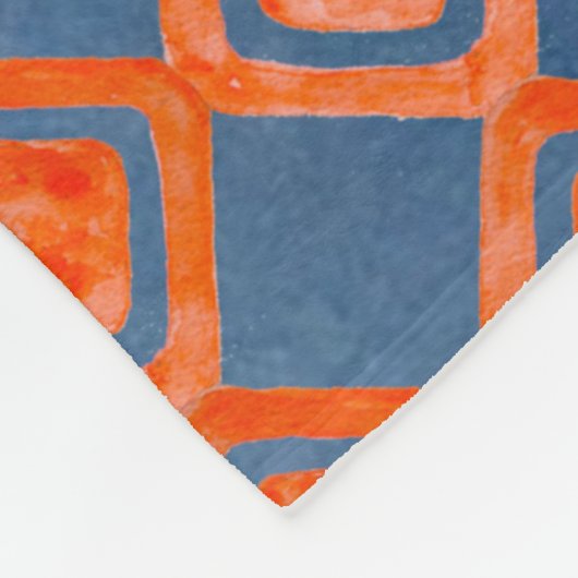 Oranje Navy Blue Waterverf Pattern Fleece Deken (Hoek)