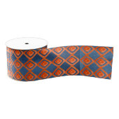 Oranje Navy Blue Waterverf Pattern Grosgrain Lint (Spoel)