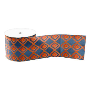 Oranje Navy Blue Waterverf Pattern Grosgrain Lint