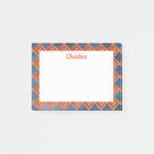Oranje Navy Blue Waterverf Pattern Post-it® Notes (Voorkant)