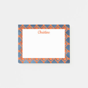 Oranje Navy Blue Waterverf Pattern Post-it® Notes
